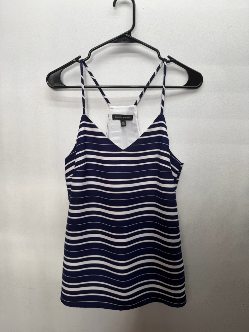 Banana Republic Navy & White Striped V-Neck Camisole